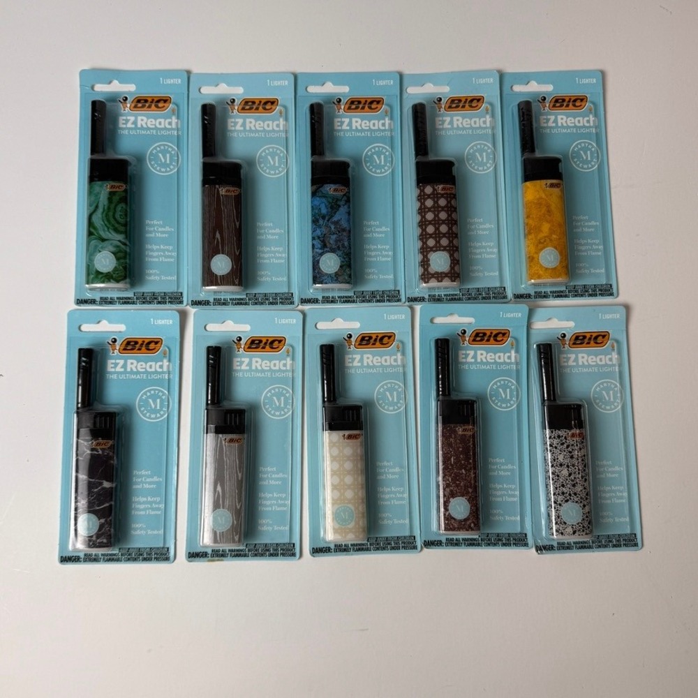 BIC EZ Reach Lighters Martha Stewart Edition Lot of 10 Assorted Patterns NEW
